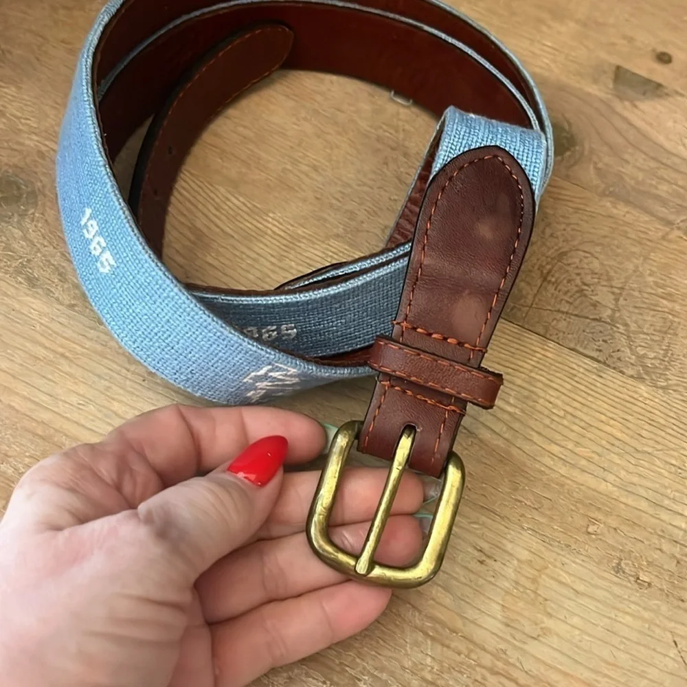 Smathers & Branson Needlepoint Belt Men’s Size 50 BB Bedens Brook Club Blue Golf